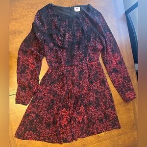 One Clothing Red and Black Floral Long Sleeve Dress